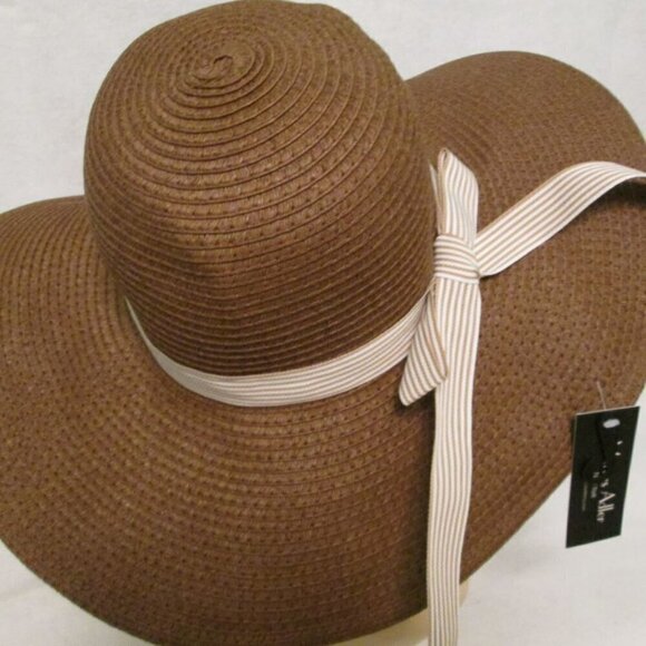 MARCUS ADLER Ribbon Tie Sun Hat-Brown-One Size-NWT - Picture 6 of 10